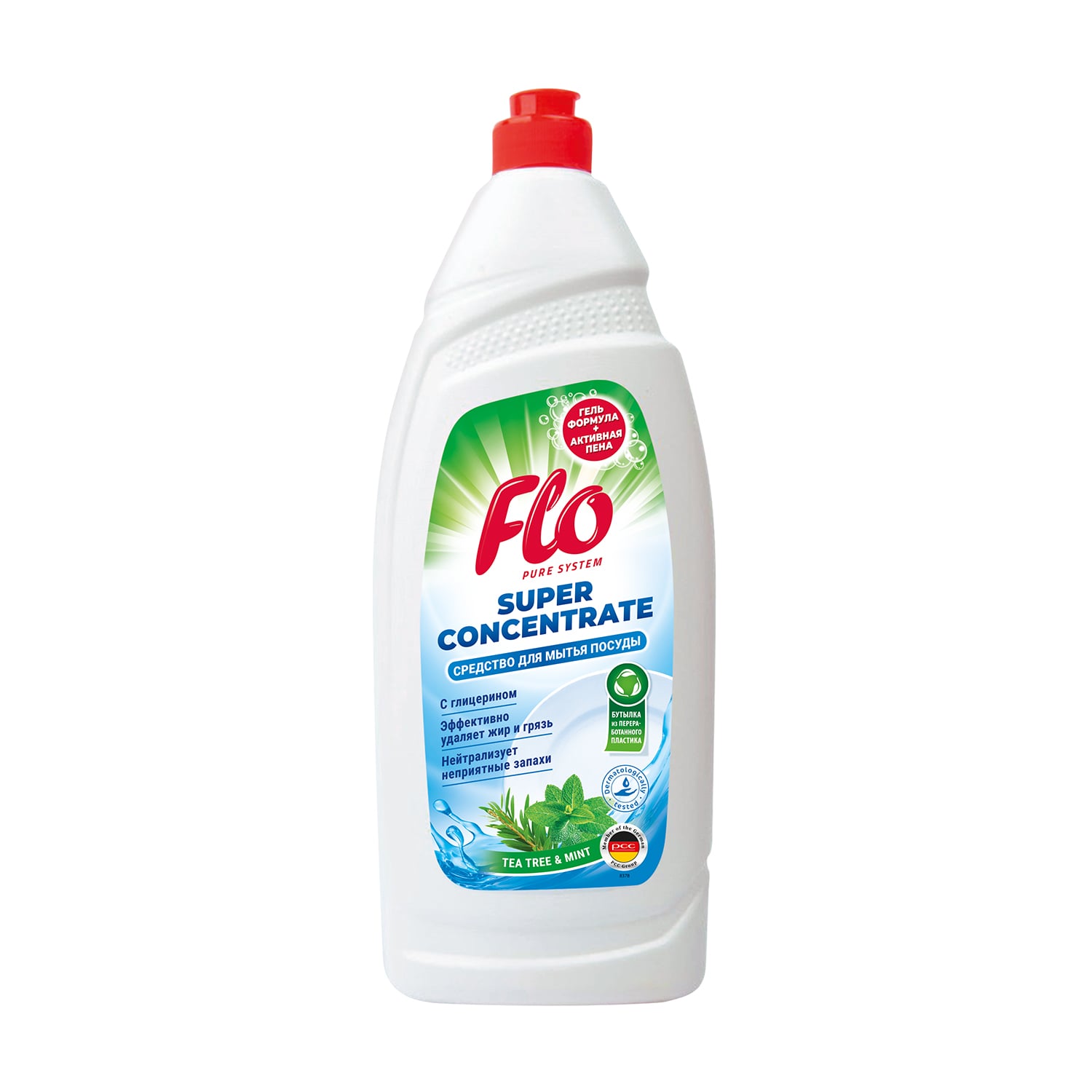Концентрований засіб для миття посуду Flo Tea Tree &amp; Mint, 900 мл